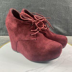 Charlotte Russe "Pavla" Wedge Booties Oxblood Violet/Burgundy Women's Size 8